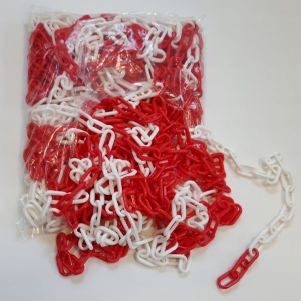 Łańcuch plastikowy gr. 6mm biało-czerwony 1M