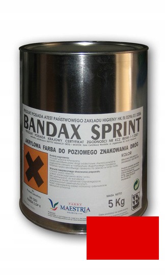 Farba drogowa czerwona BANDAX 3L/5kg Maestria