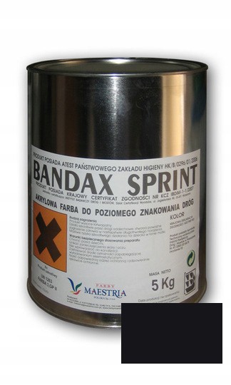 Farba drogowa czarna BANDAX Sprint 3L/5kg Maestria
