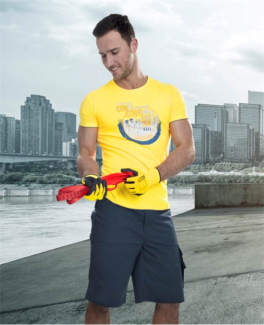 T-Shirt ARDON®4TECH Druck Constructed żółty